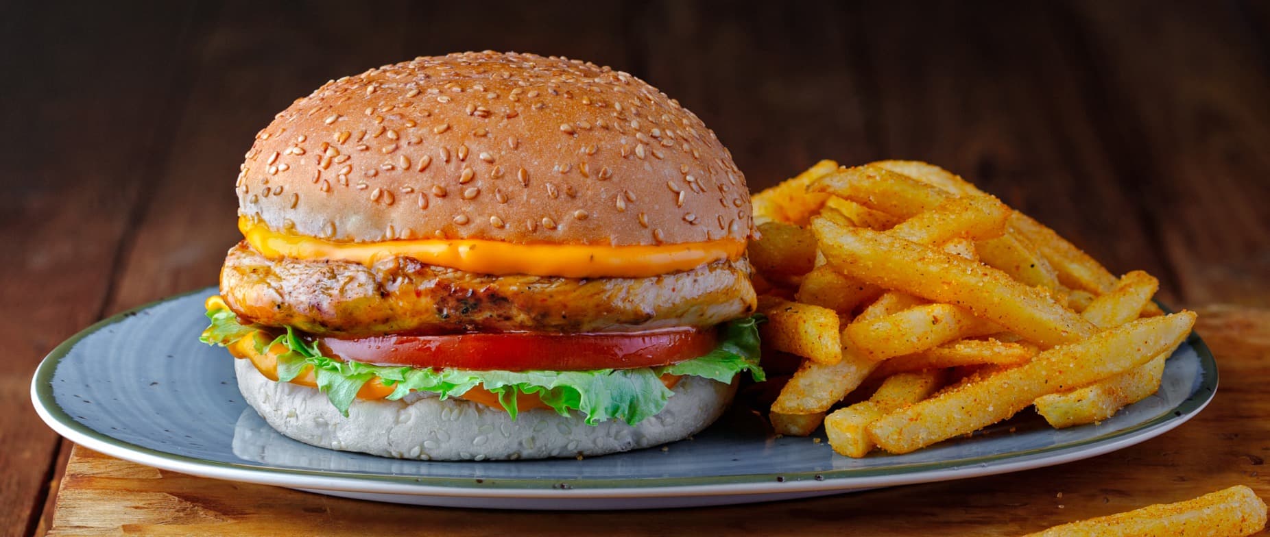 Barcelos flame-grilled chicken burger with chips