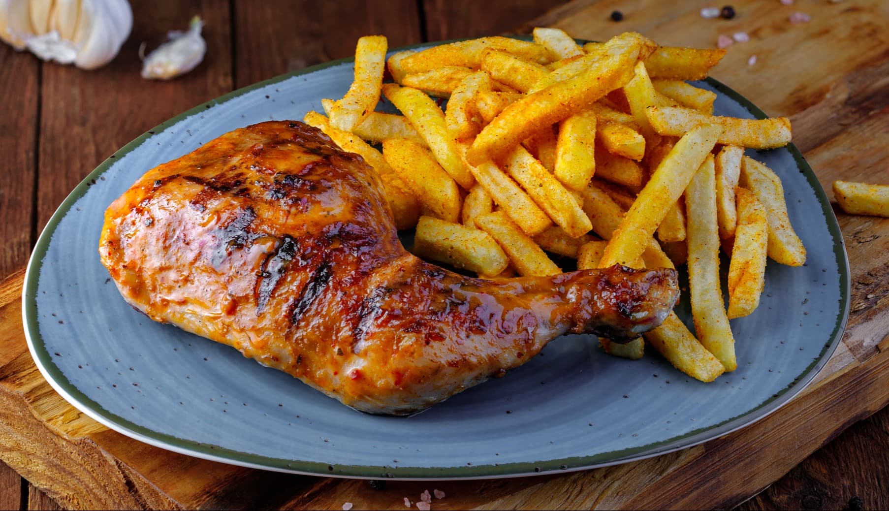 Barcelos quarter chicken with peri-peri seasoned chips
